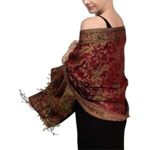 paisley pashmina scarf reversible shawl wrap boho festival evening dress